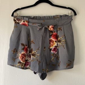 Gray floral shorts